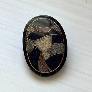 70s Vintage Brooch “lady in hat”Pin -Lee Sands Art Deco